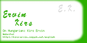 ervin kirs business card